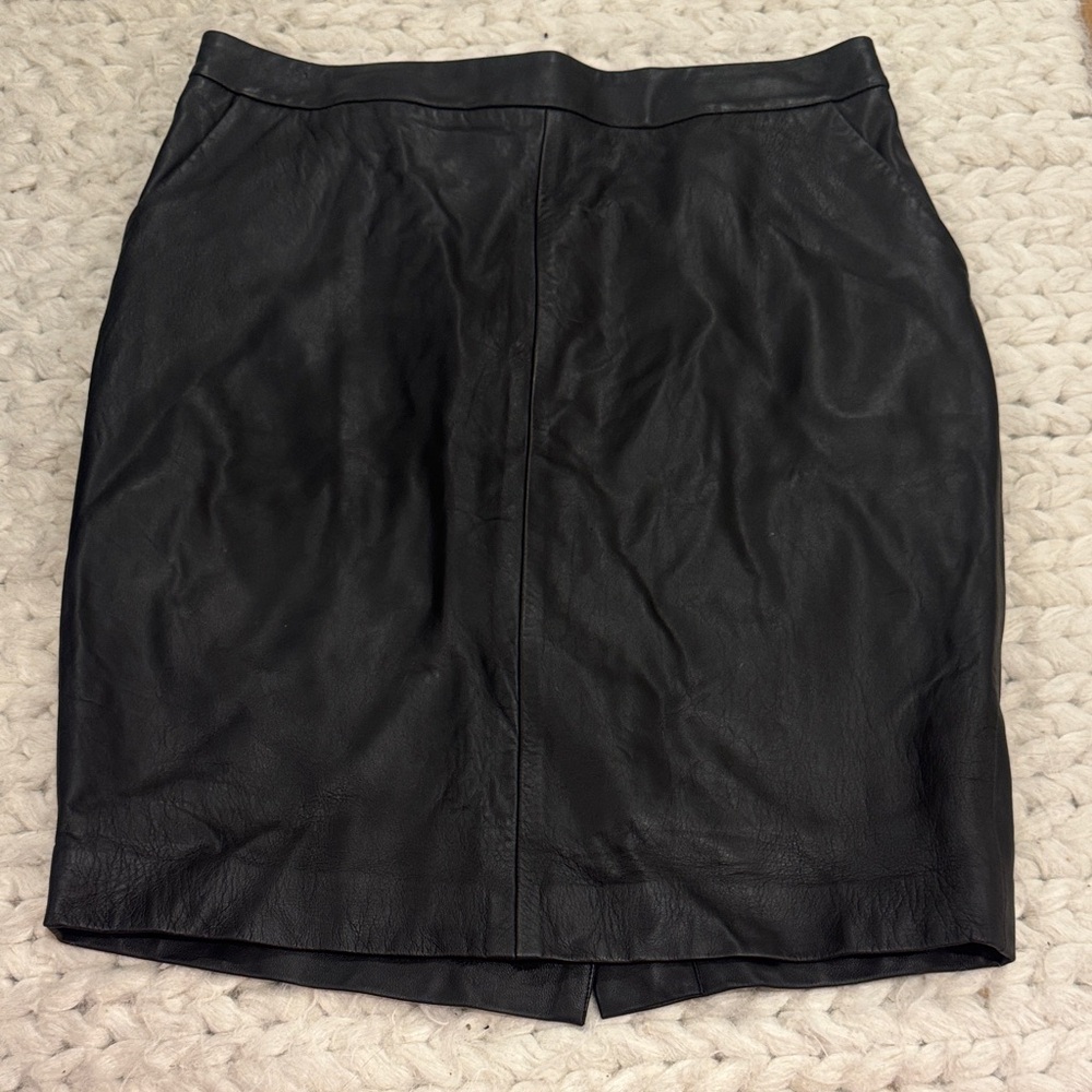 Trina Turk Black Leather Pencil Skirt